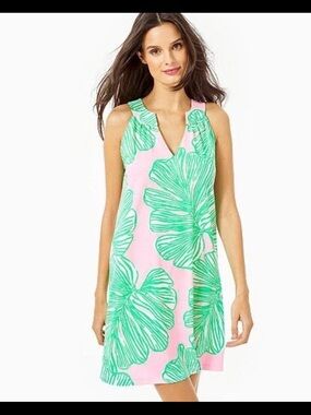 Lilly Pulitzer Pink and Green Sleeveless Shift Dress